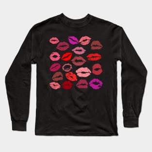 lipstick lip print kisses Long Sleeve T-Shirt